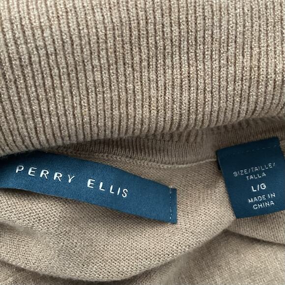 Perry Ellis Turtleneck Sweater Long Sleeve Women's Size L Camel Soft 80s Style - Picture 3 of 4